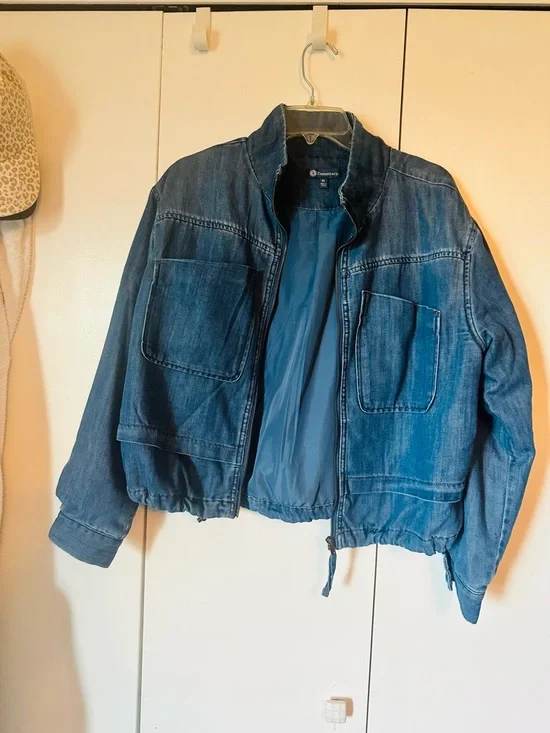 Democracy Dark Blue Denim Dress Jacket with Stand Collar - Picture 3 of 9